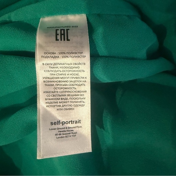 SELF-PORTRAIT Gathered crepe green midi dress size 8 - Picture 9 of 10